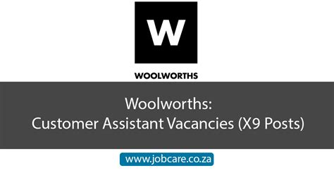 woolworths customer assistant vacancies